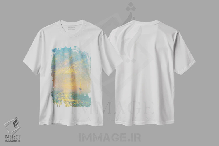 تیشرت سفید طرح دار غروب II، هنر فاخر معاصر اثر دمیتری اولین | immage.ir
