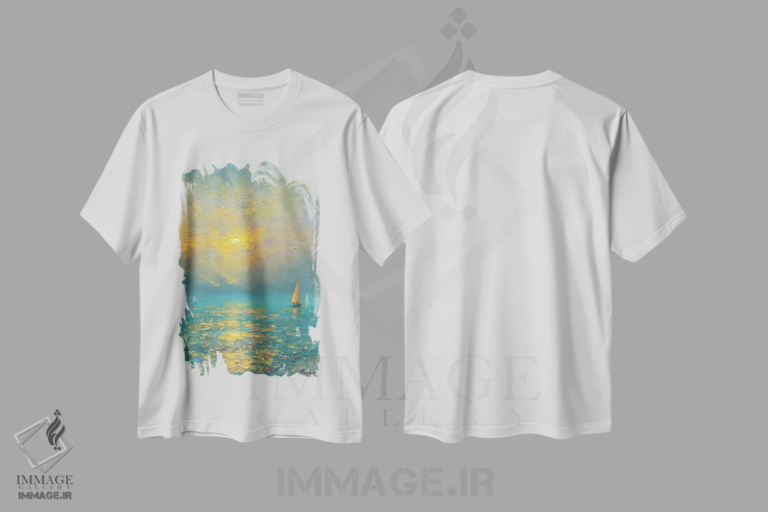 تیشرت سفید طرح دار غروب I، هنر فاخر معاصر اثر دمیتری اولین | immage.ir