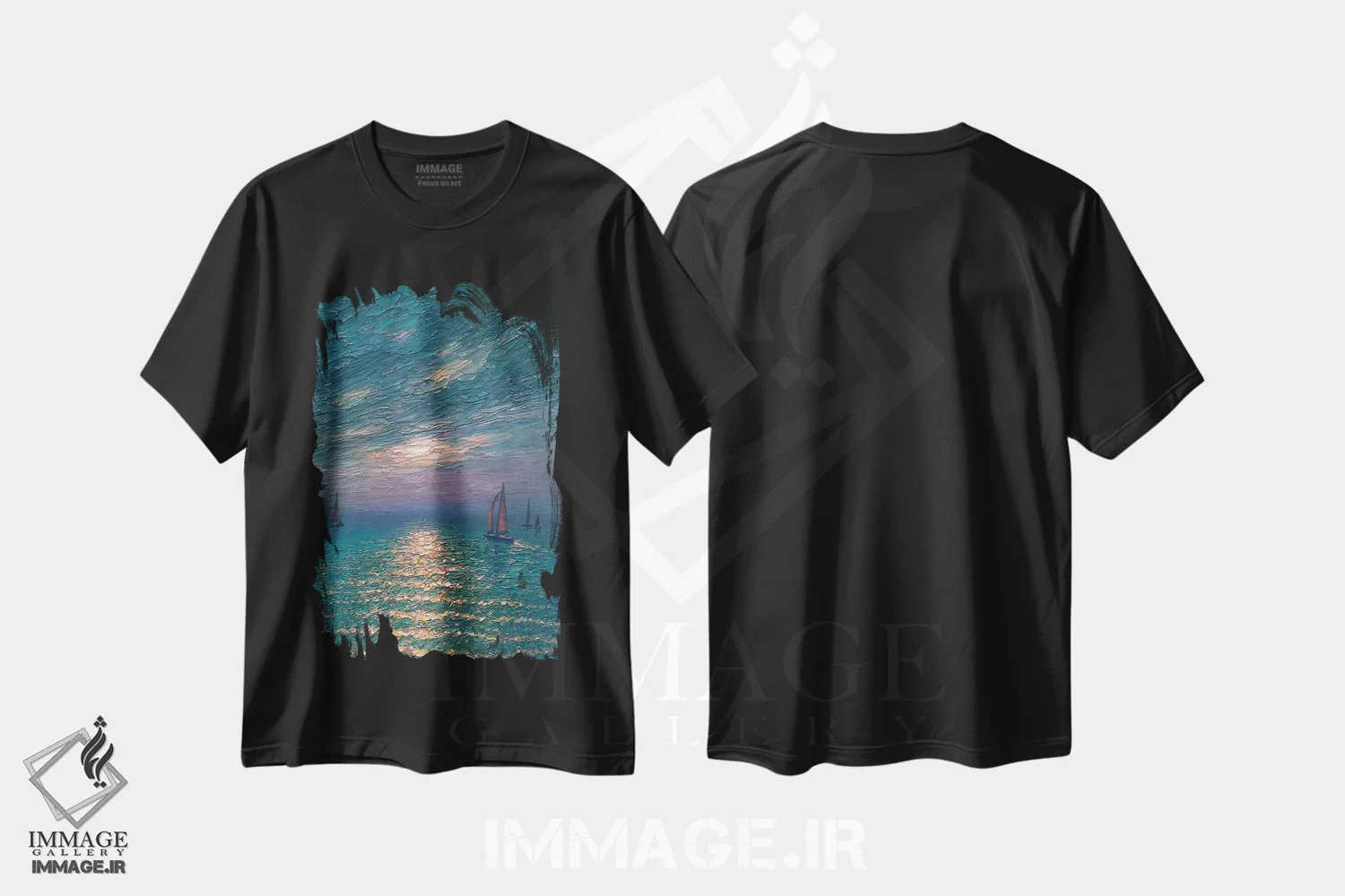 تیشرت مشکی طرح دار دریای زمردین، هنر فاخر معاصر اثر دمیتری اولین | immage.ir