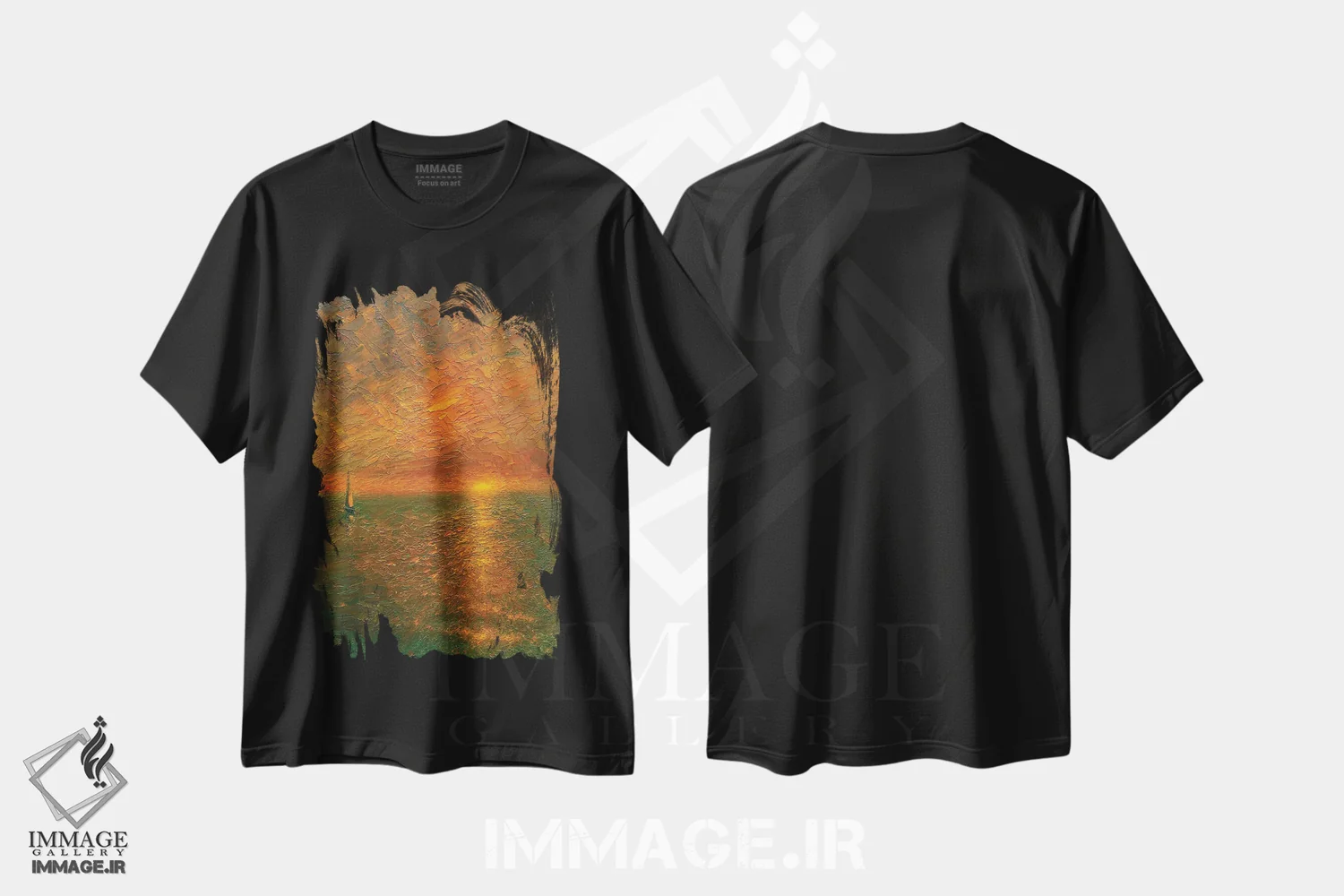 تیشرت مشکی طرح دار غروب XIV، هنر فاخر معاصر اثر دمیتری اولین | immage.ir