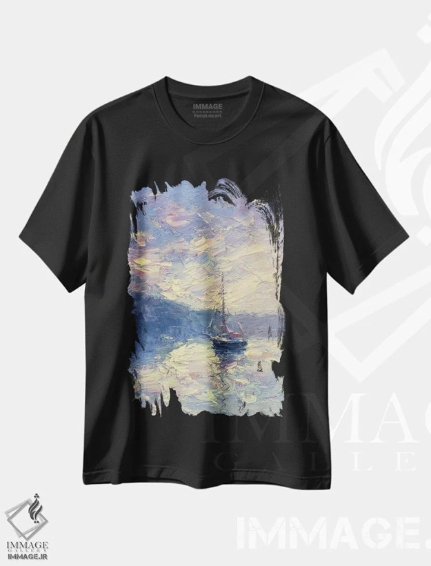 تیشرت مشکی طرح دار غروب XVII، هنر فاخر معاصر اثر دمیتری اولین | فروشگاه ایماژ