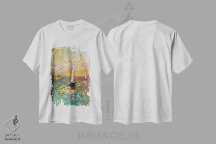 تیشرت سفید طرح دار رودخانه بارانی III، هنر فاخر معاصر اثر دمیتری اولین | فروشگاه ایماژ