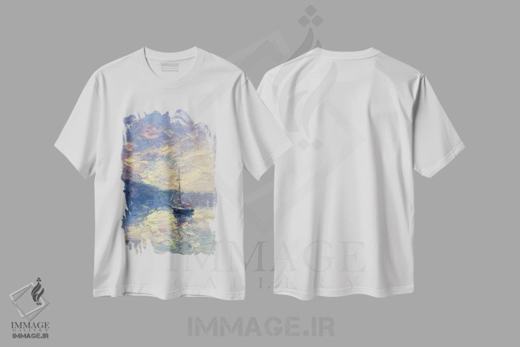 تیشرت سفید طرح دار غروب XVII، هنر فاخر معاصر اثر دمیتری اولین | immage.ir