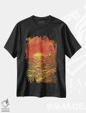 تیشرت مشکی طرح دار دریای رنگین کمانی III، هنر فاخر معاصر اثر دمیتری اولین | فروشگاه ایماژ