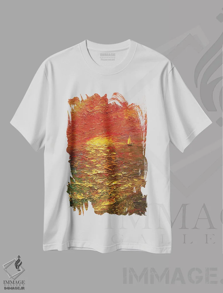 تیشرت سفید طرح دار دریای رنگین کمانی III، هنر فاخر معاصر اثر دمیتری اولین | immage.ir