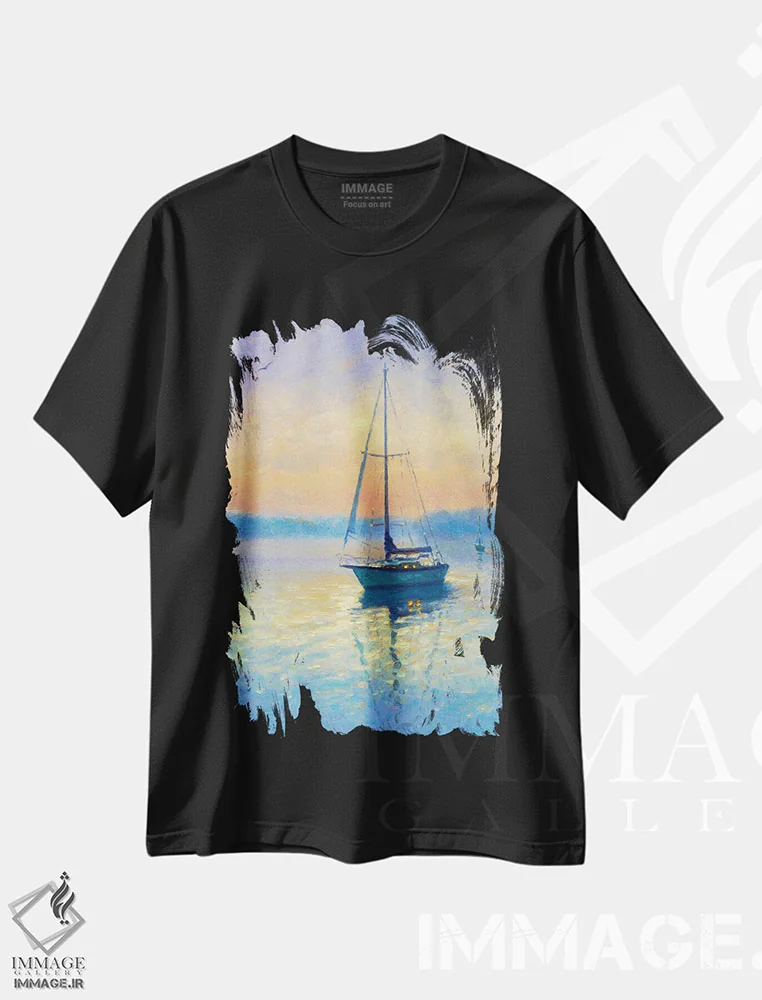 تیشرت مشکی طرح دار غروب XXI، هنر فاخر معاصر اثر دمیتری اولین | immage.ir