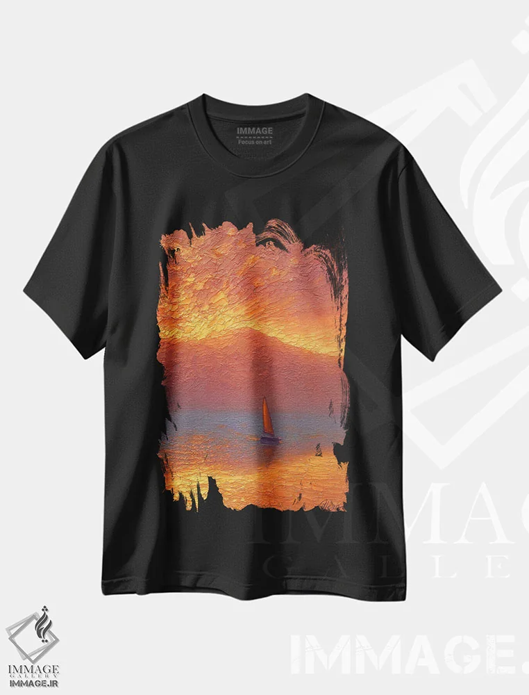 تیشرت مشکی طرح دار دریا LXIV، هنر فاخر معاصر اثر دمیتری اولین | فروشگاه ایماژ
