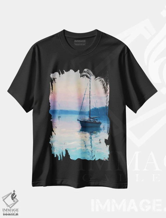 تیشرت مشکی طرح دار غروب XXII، هنر فاخر معاصر اثر دمیتری اولین | immage.ir