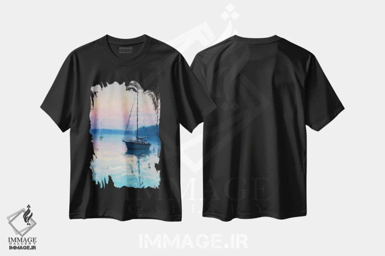 تیشرت مشکی طرح دار غروب XXII، هنر فاخر معاصر اثر دمیتری اولین | immage.ir