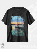 تیشرت مشکی طرح دار غروب XV، هنر فاخر معاصر اثر دمیتری اولین | فروشگاه ایماژ