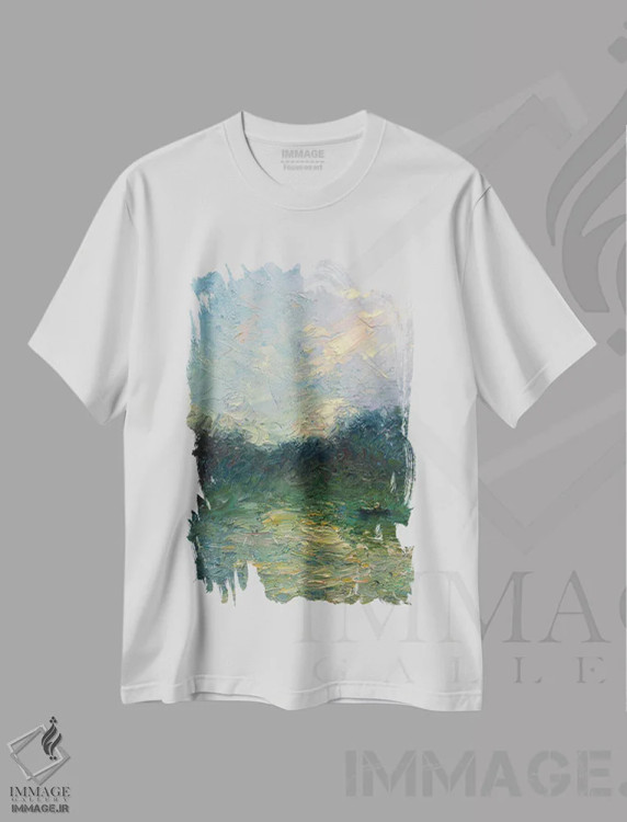 تیشرت سفید طرح دار غروب XXV، هنر فاخر معاصر اثر دمیتری اولین | immage.ir