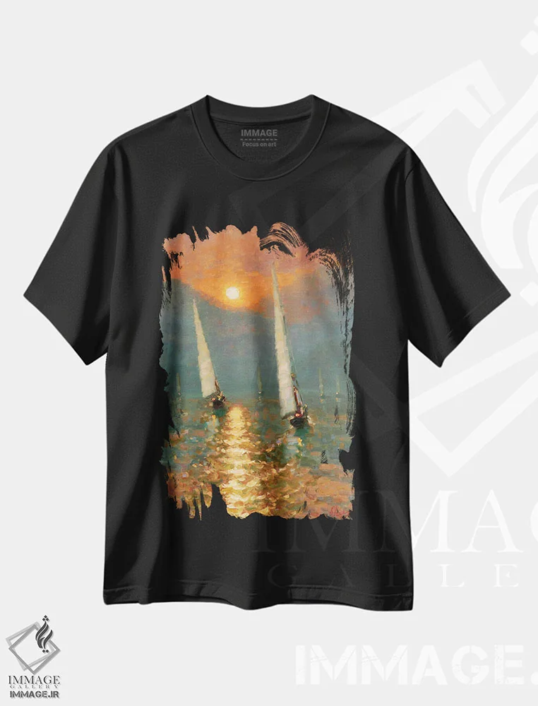 تیشرت مشکی طرح دار غروب XVI، هنر فاخر معاصر اثر دمیتری اولین | immage.ir