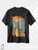 تیشرت مشکی طرح دار غروب XVI، هنر فاخر معاصر اثر دمیتری اولین | immage.ir