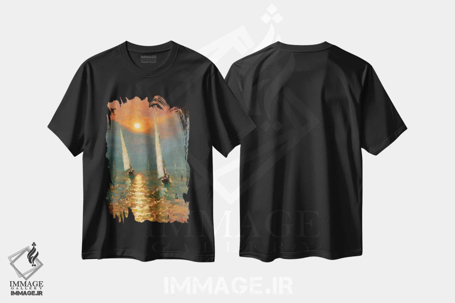 تیشرت مشکی طرح دار غروب XVI، هنر فاخر معاصر اثر دمیتری اولین | immage.ir