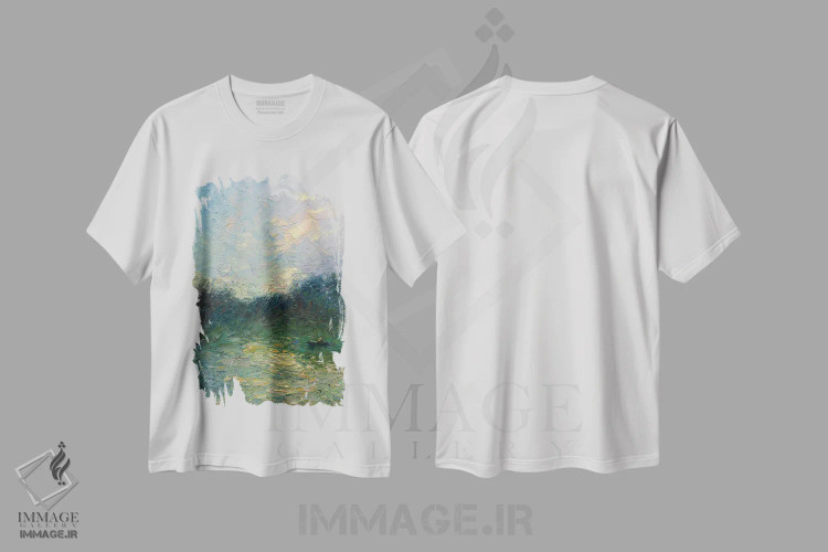تیشرت سفید طرح دار غروب XXV، هنر فاخر معاصر اثر دمیتری اولین | immage.ir