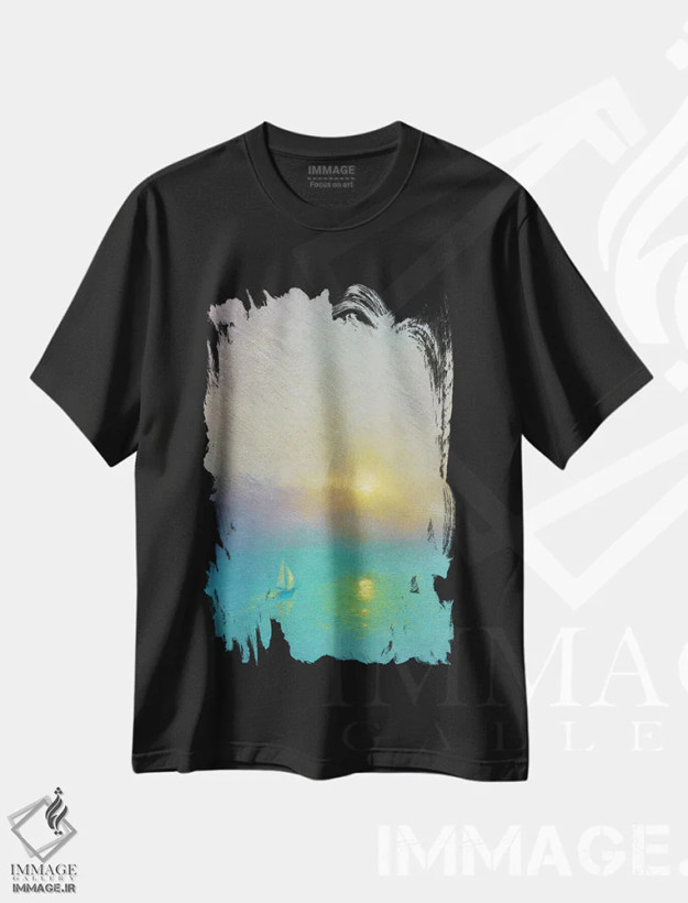 تیشرت مشکی طرح دار جزیرهٔ شبح طلایی، هنر فاخر معاصر اثر دمیتری اولین | فروشگاه ایماژ