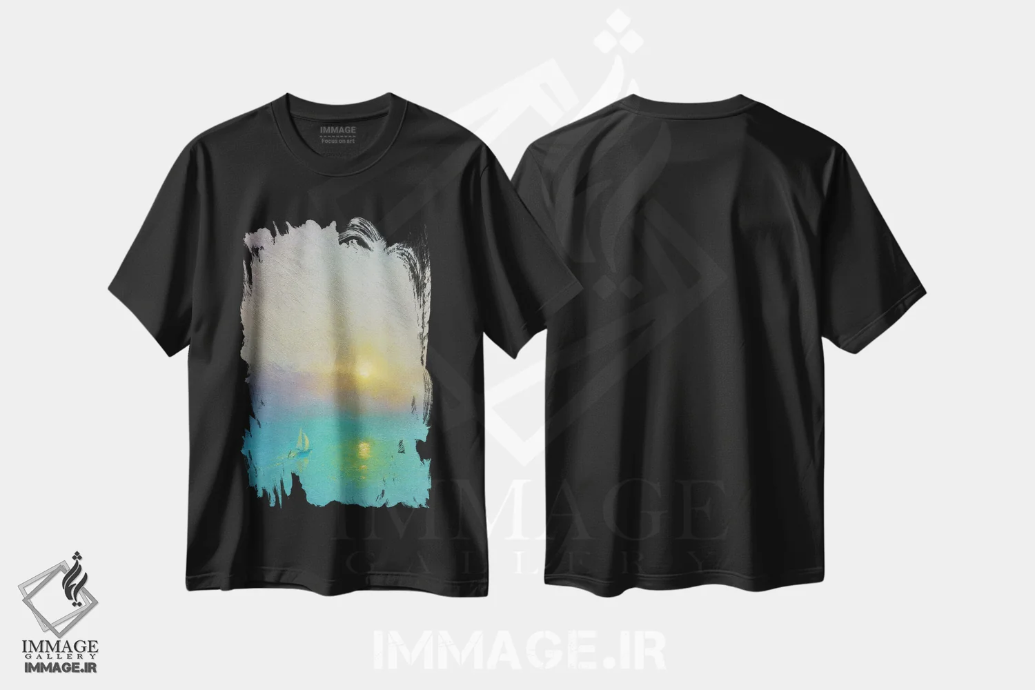 تیشرت مشکی طرح دار جزیرهٔ شبح طلایی، هنر فاخر معاصر اثر دمیتری اولین | فروشگاه ایماژ