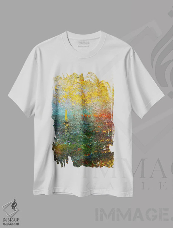 تیشرت سفید طرح دار منظرهٔ دریا IV، هنر فاخر معاصر اثر دمیتری اولین | فروشگاه ایماژ