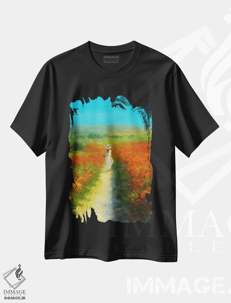 تیشرت مشکی طرح دار روز گل، هنر فاخر معاصر اثر دمیتری اولین | immage.ir