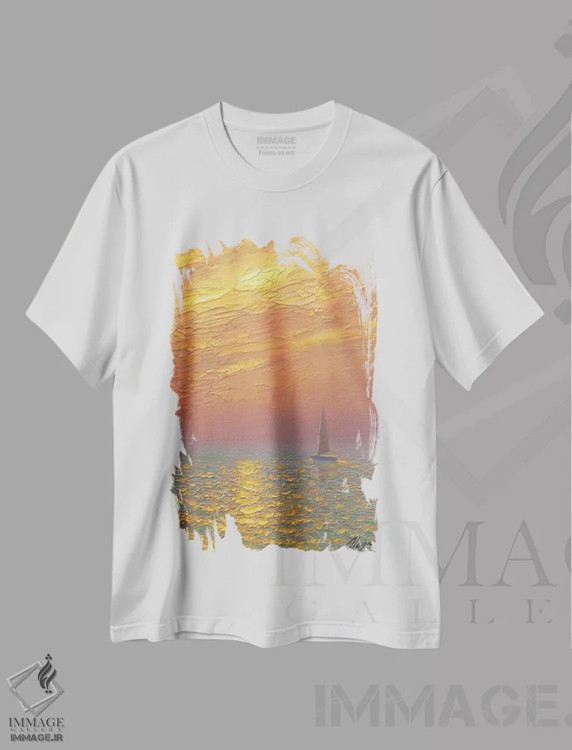 تیشرت سفید طرح دار منظرهٔ دریا XI، هنر فاخر معاصر اثر دمیتری اولین | immage.ir