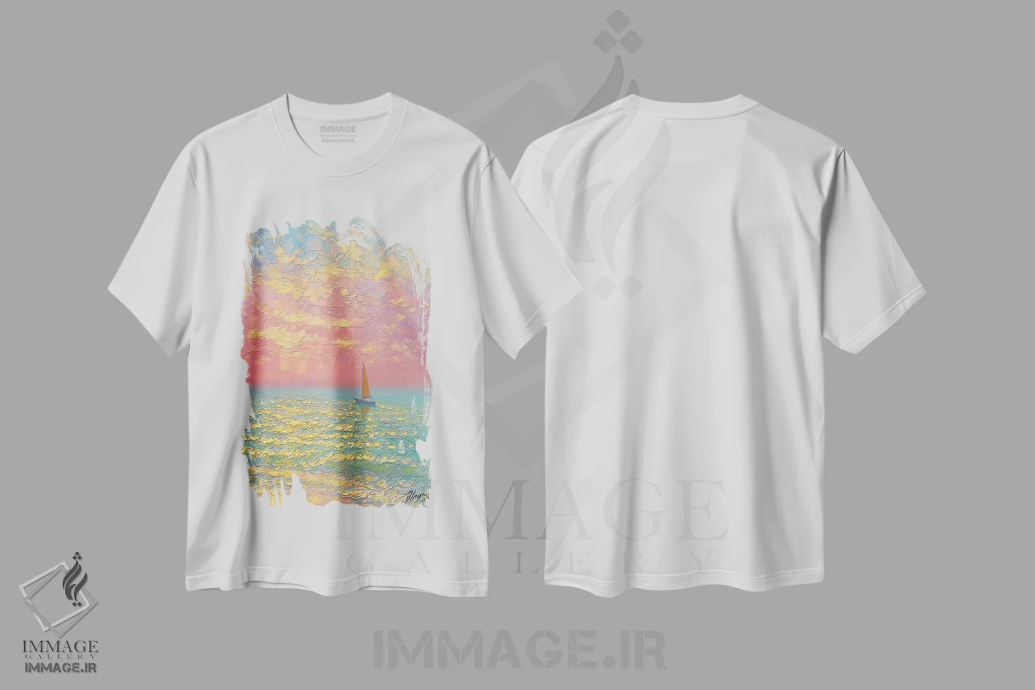 تیشرت سفید طرح دار منظرهٔ دریا VII، هنر فاخر معاصر اثر دمیتری اولین | immage.ir