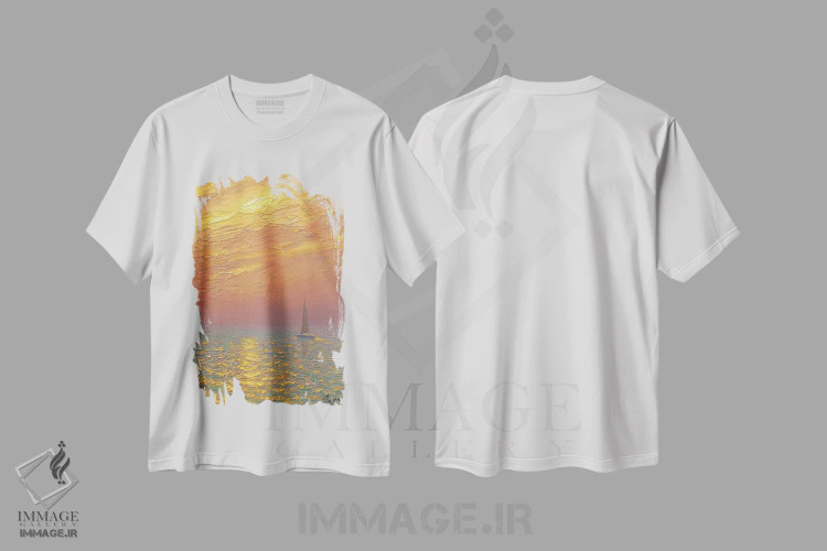 تیشرت سفید طرح دار منظرهٔ دریا XI، هنر فاخر معاصر اثر دمیتری اولین | immage.ir