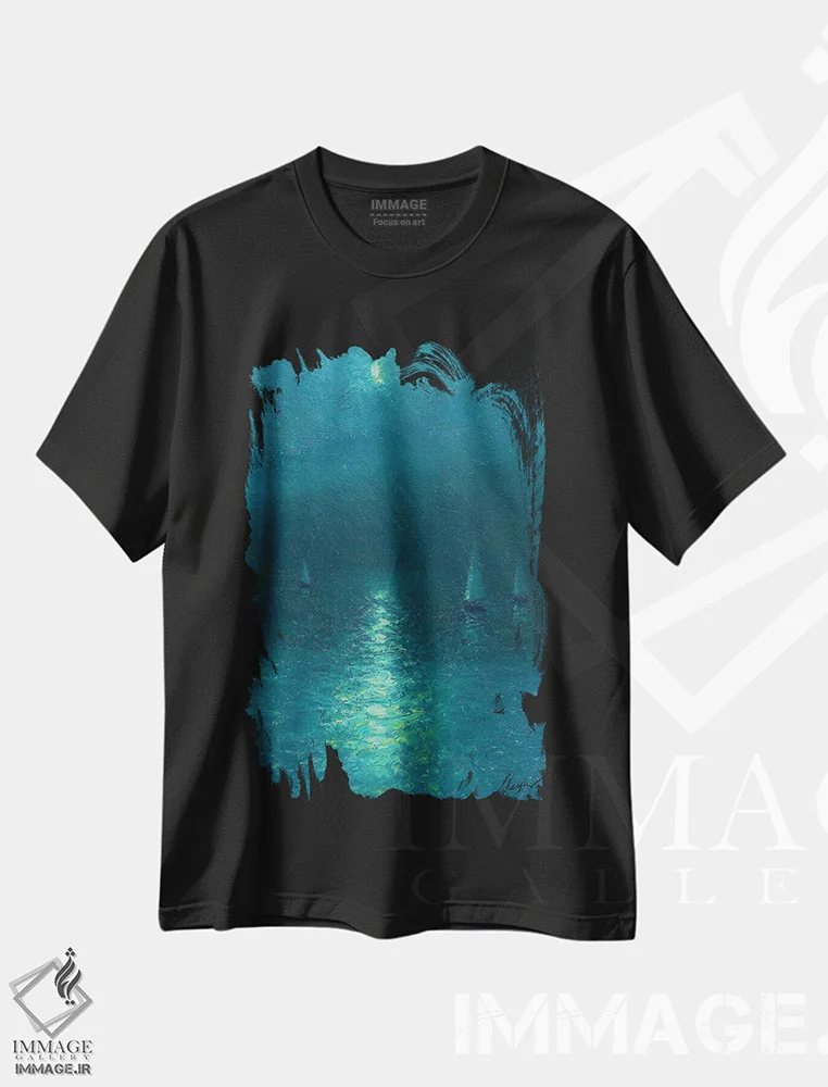 تیشرت مشکی طرح دار رودخانهٔ ماه، هنر فاخر معاصر اثر دمیتری اولین | immage.ir