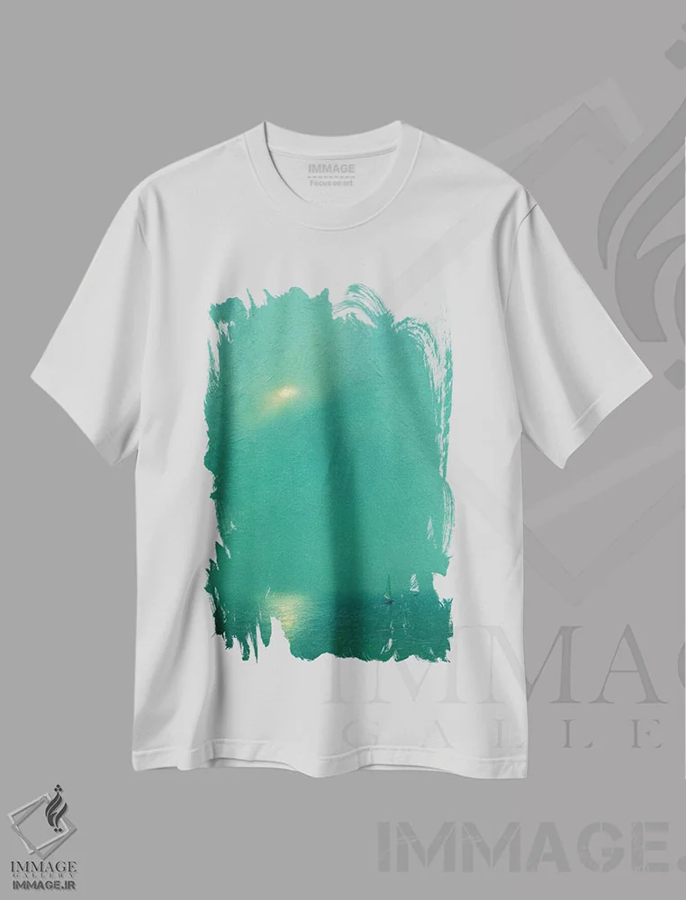 تیشرت سفید طرح دار مهتاب، هنر فاخر معاصر اثر دمیتری اولین | فروشگاه ایماژ