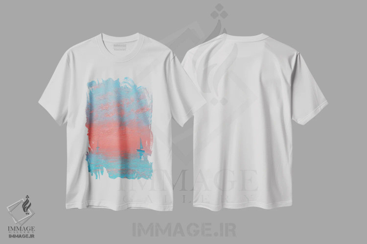تیشرت سفید طرح دار طلوع جدید I، هنر فاخر معاصر اثر دمیتری اولین | فروشگاه ایماژ