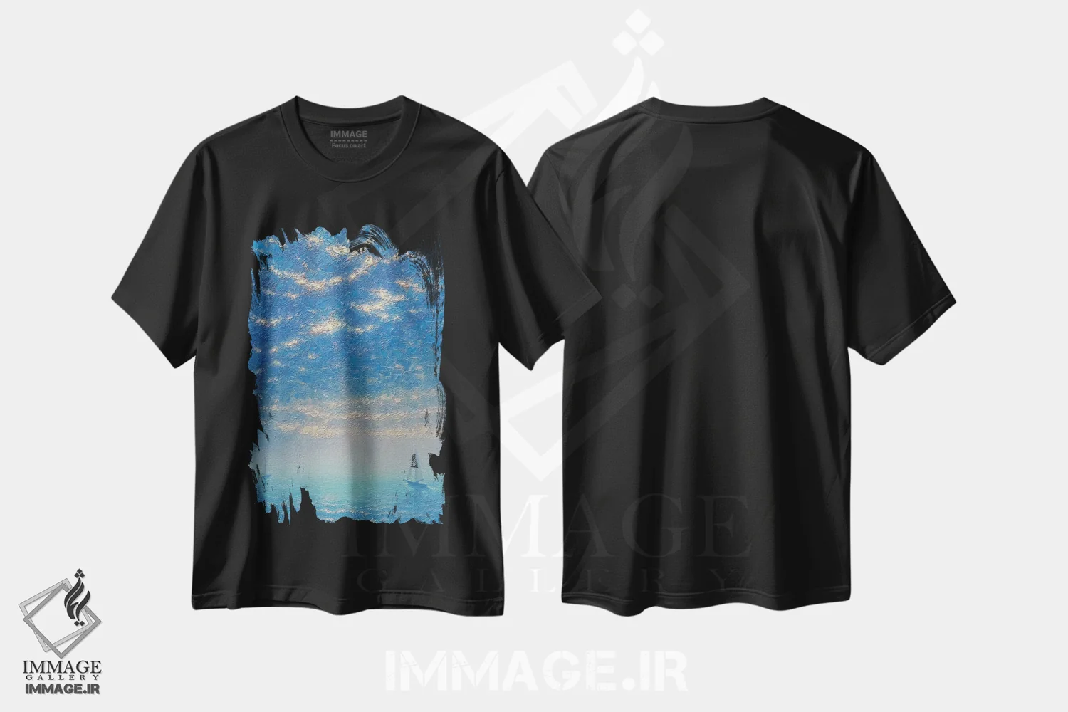 تیشرت مشکی طرح دار دریای شبانگاهی III، هنر فاخر معاصر اثر دمیتری اولین | فروشگاه ایماژ