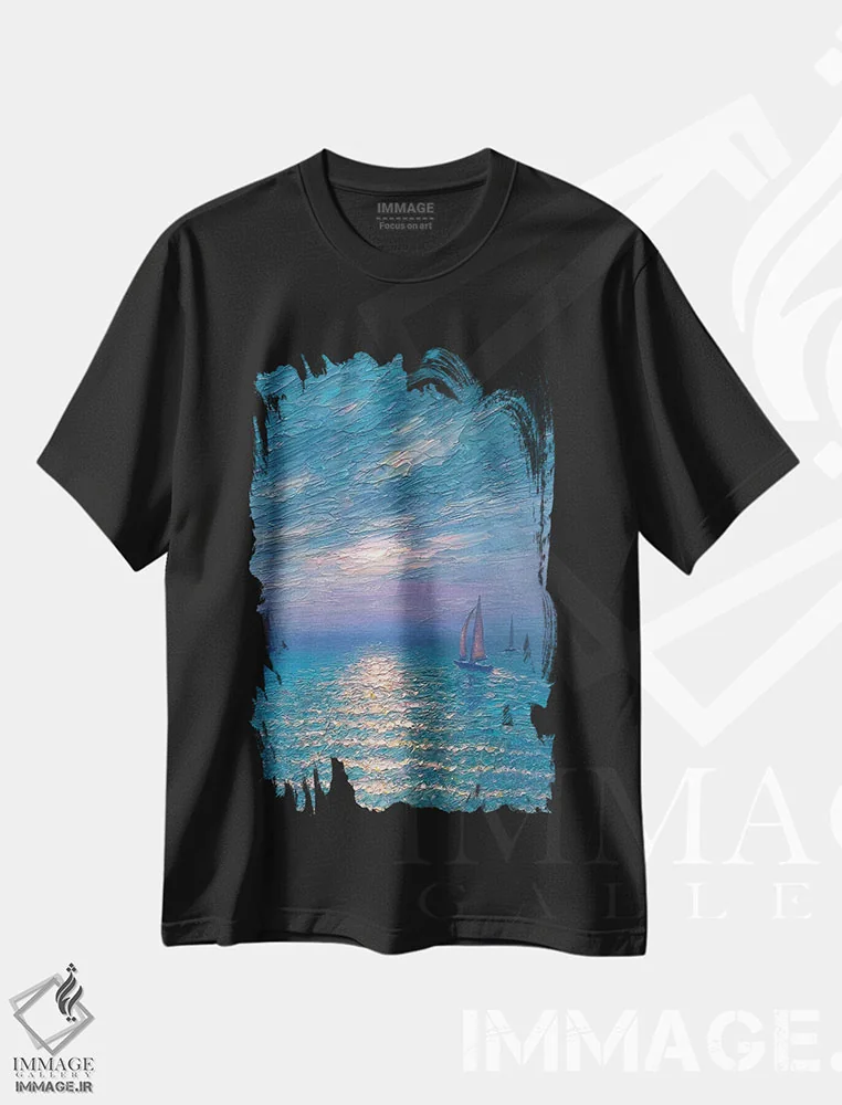 تیشرت مشکی طرح دار دریای زمردین I، هنر فاخر معاصر اثر دمیتری اولین | immage.ir