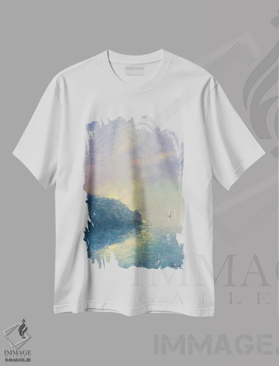 تیشرت سفید طرح دار دریای رنگین کمانی، هنر فاخر معاصر اثر دمیتری اولین | immage.ir