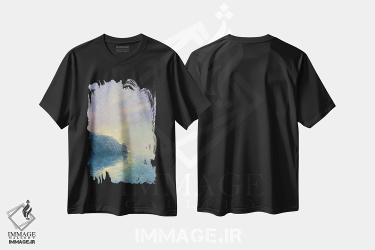 تیشرت مشکی طرح دار دریای رنگین کمانی، هنر فاخر معاصر اثر دمیتری اولین | فروشگاه ایماژ