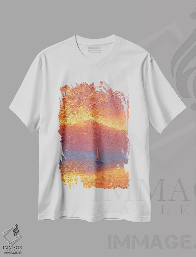 تیشرت سفید طرح دار دریا LXIX، هنر فاخر معاصر اثر دمیتری اولین | فروشگاه ایماژ
