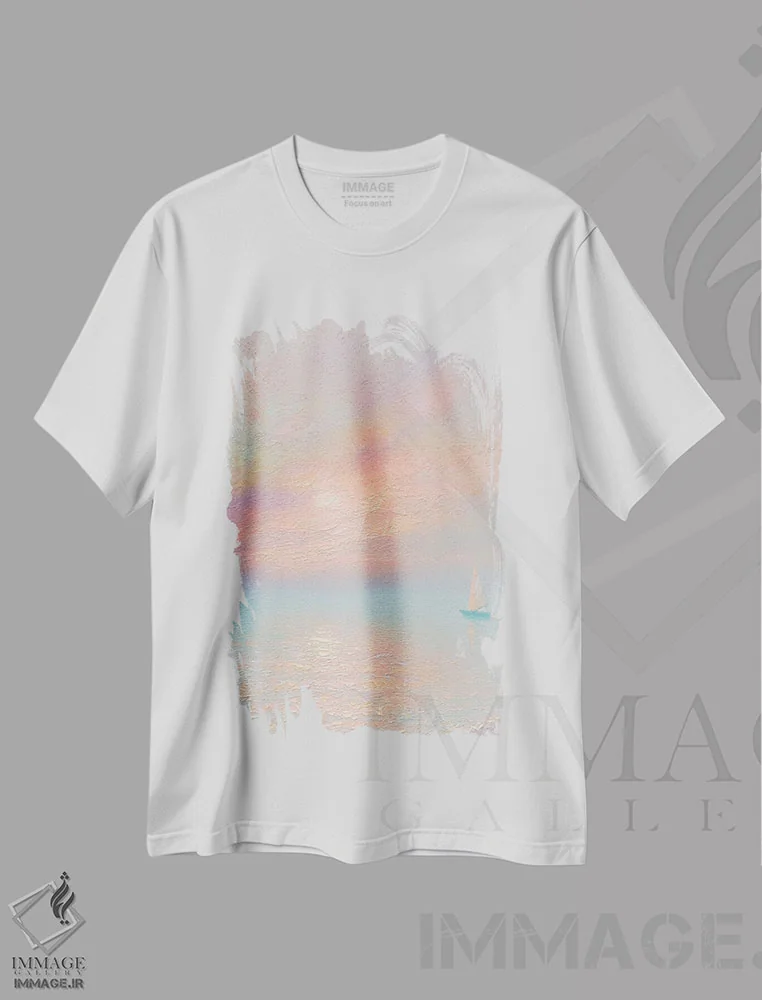 تیشرت سفید طرح دار دریا LXXII، هنر فاخر معاصر اثر دمیتری اولین | فروشگاه ایماژ