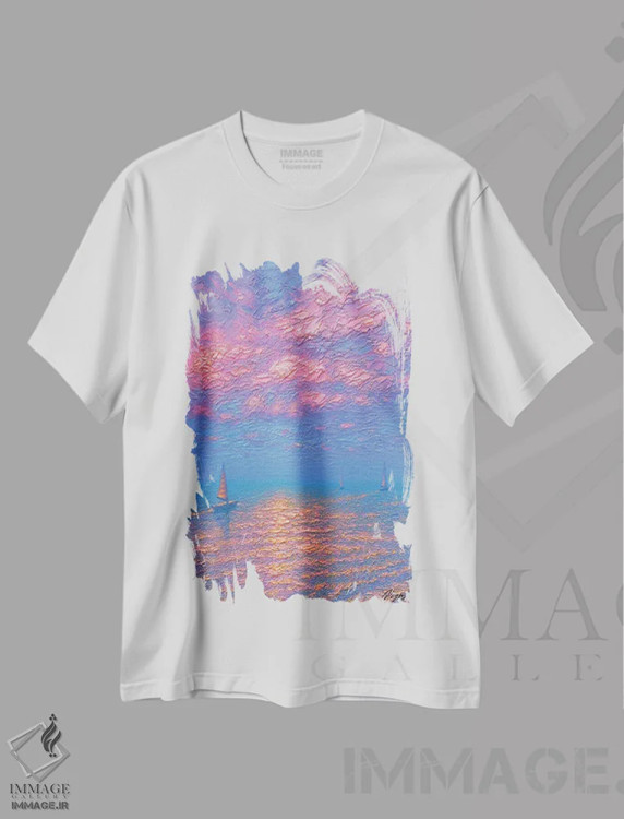 تیشرت سفید طرح دار دریا ۷۴، هنر فاخر معاصر اثر دمیتری اولین | فروشگاه ایماژ