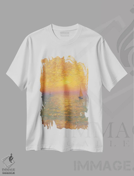 تیشرت سفید طرح دار دریا ۸۴، هنر فاخر معاصر اثر دمیتری اولین | فروشگاه ایماژ