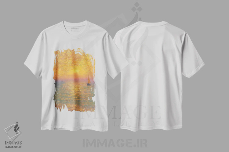 تیشرت سفید طرح دار دریا ۸۴، هنر فاخر معاصر اثر دمیتری اولین | فروشگاه ایماژ