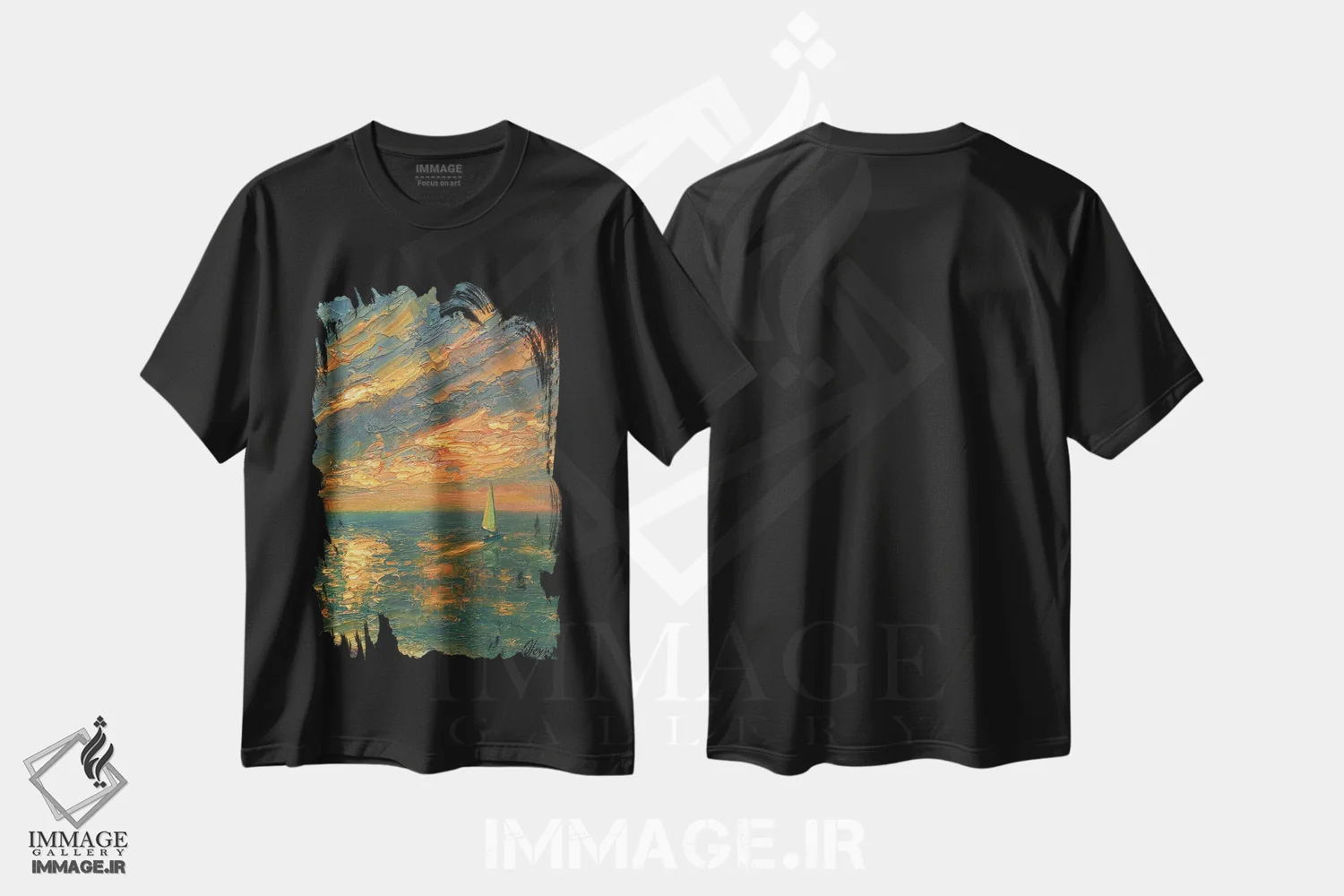 تیشرت مشکی طرح دار دریا II، هنر فاخر معاصر اثر دمیتری اولین | فروشگاه ایماژ