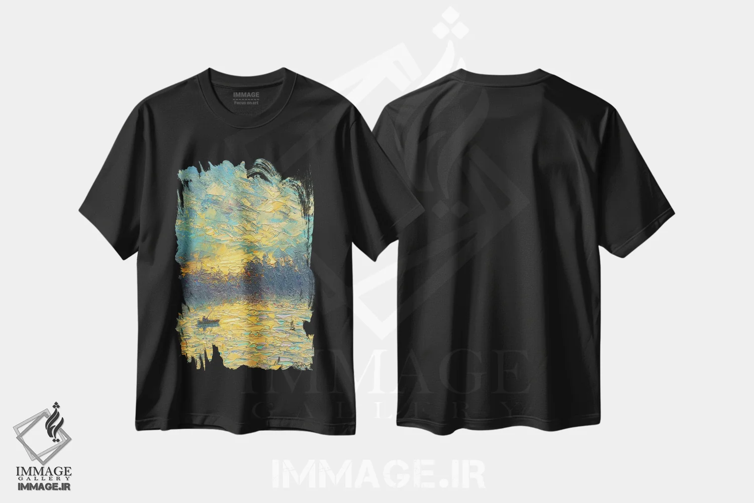 تیشرت مشکی طرح دار غروب III، هنر فاخر معاصر اثر دمیتری اولین | فروشگاه ایماژ