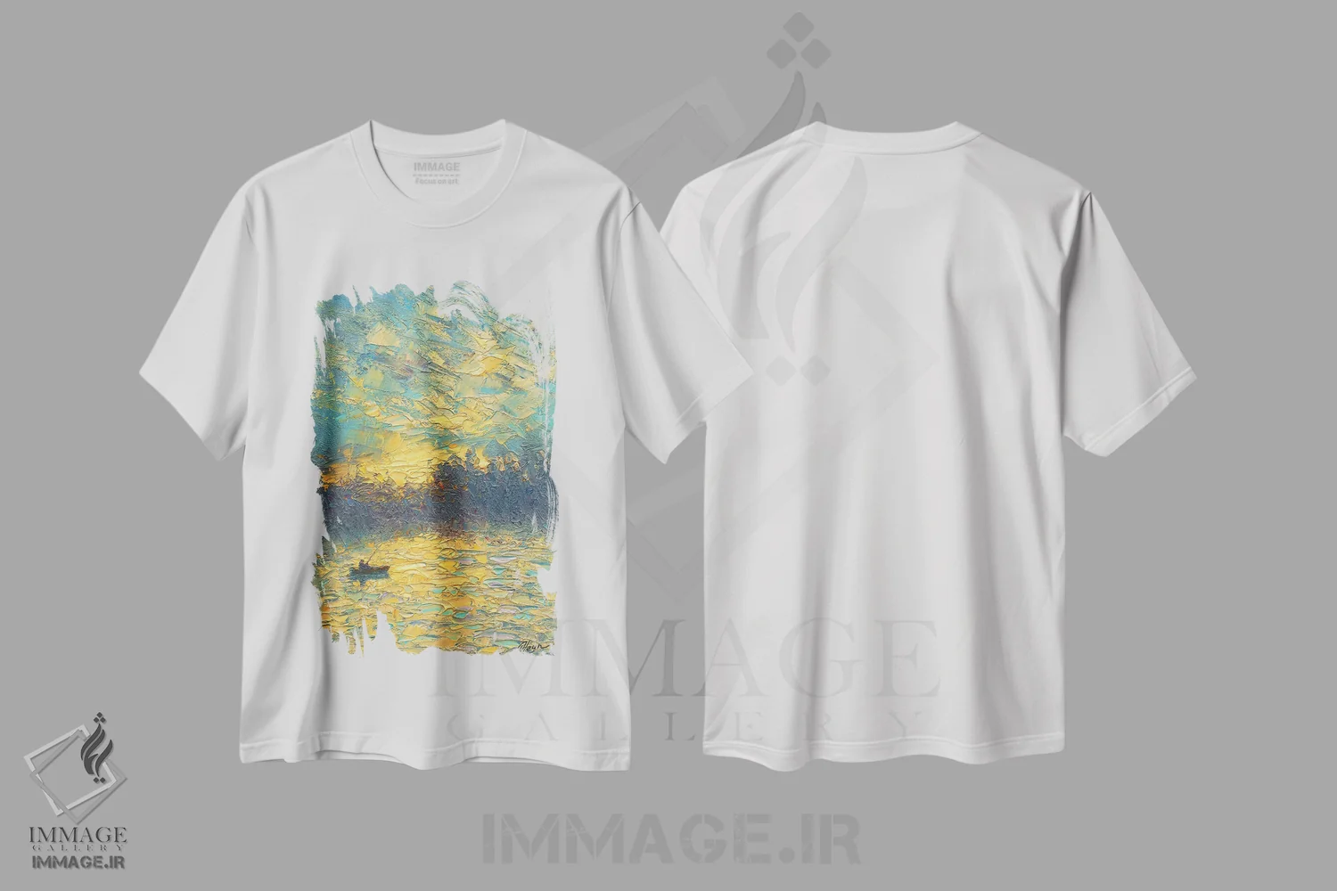 تیشرت سفید طرح دار غروب III، هنر فاخر معاصر اثر دمیتری اولین | immage.ir