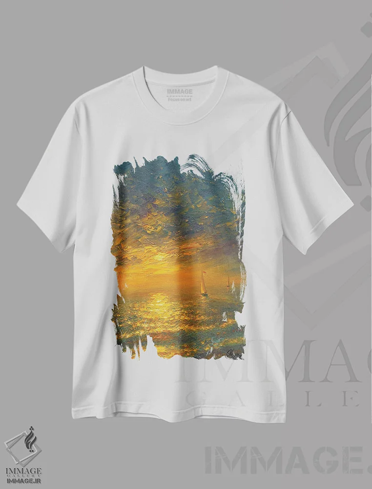 تیشرت سفید طرح دار دریا IV، هنر فاخر معاصر اثر دمیتری اولین | immage.ir