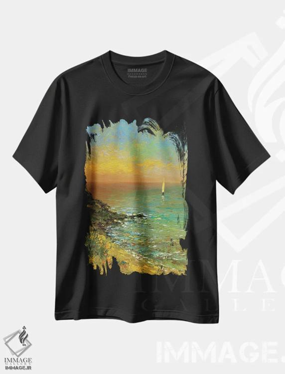 تیشرت مشکی طرح دار دریا هفتم، هنر فاخر معاصر اثر دمیتری اولین | فروشگاه ایماژ