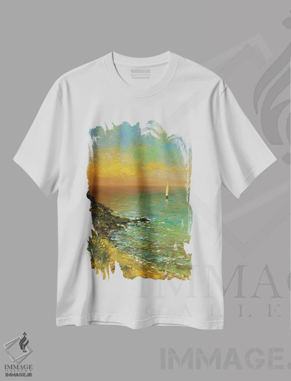 تیشرت سفید طرح دار دریا هفتم، هنر فاخر معاصر اثر دمیتری اولین | immage.ir