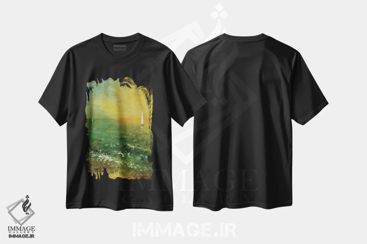 تیشرت مشکی طرح دار دریا هشتم، هنر فاخر معاصر اثر دمیتری اولین | immage.ir