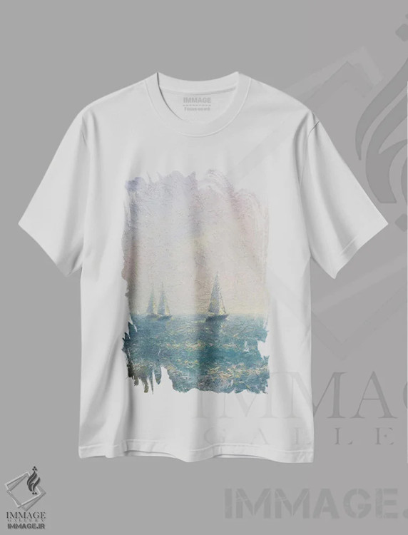 تیشرت سفید طرح دار هوای دریایی، هنر فاخر معاصر اثر دمیتری اولین | immage.ir