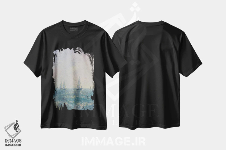 تیشرت مشکی طرح دار هوای دریایی، هنر فاخر معاصر اثر دمیتری اولین | فروشگاه ایماژ