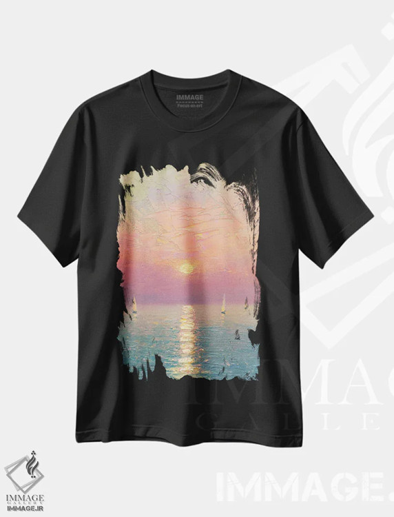 تیشرت مشکی طرح دار طلوع دوم، هنر فاخر معاصر اثر دمیتری اولین | فروشگاه ایماژ
