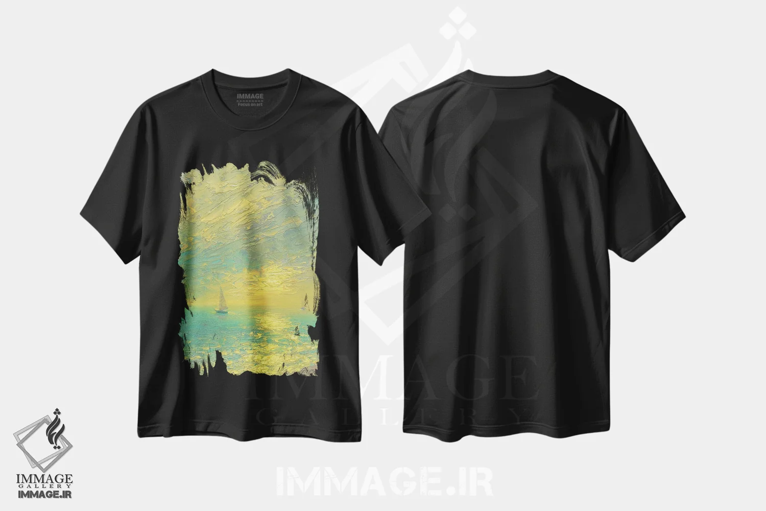 تیشرت مشکی طرح دار دریا اول، هنر فاخر معاصر اثر دمیتری اولین | immage.ir