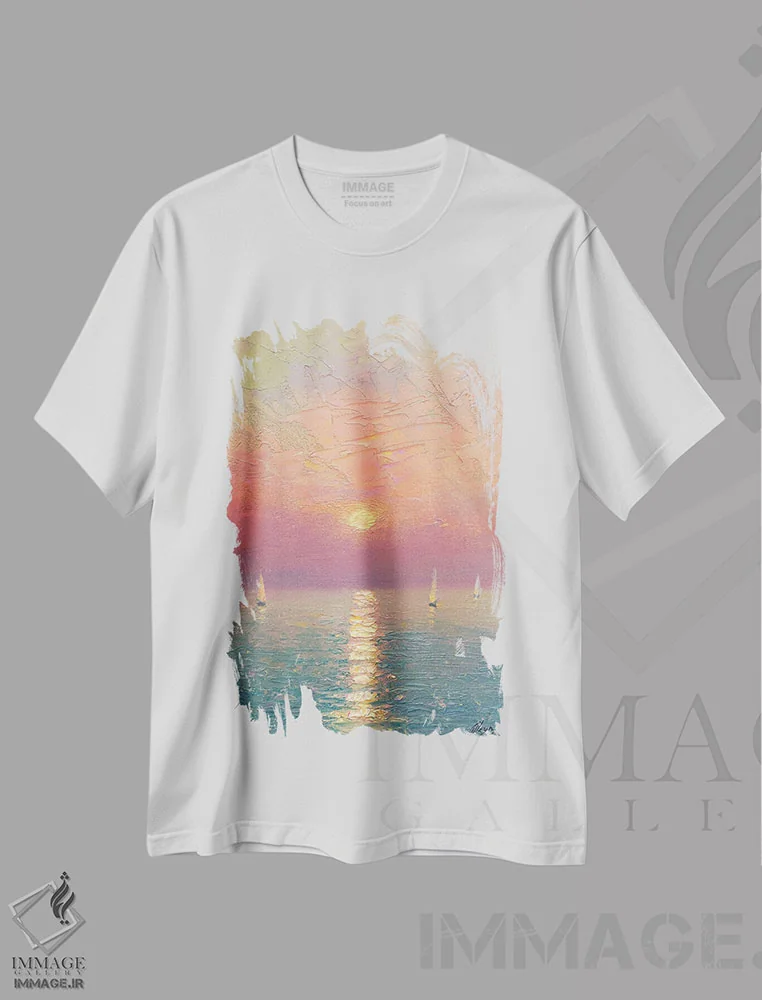 تیشرت سفید طرح دار طلوع دوم، هنر فاخر معاصر اثر دمیتری اولین | immage.ir